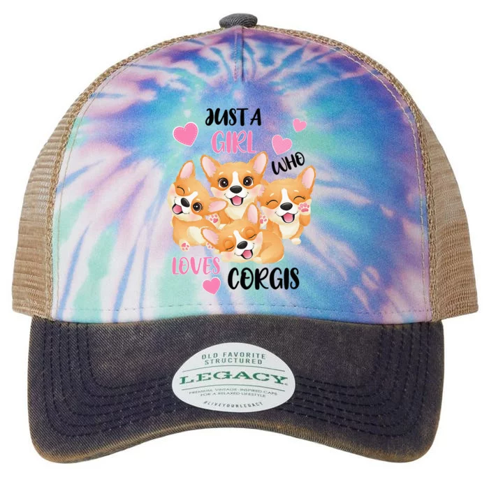 Just A Girl Who Loves Corgis Legacy Tie Dye Trucker Hat