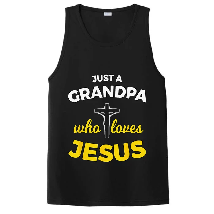 Just A Grandpa Who Loves Jesus Christian Faith Gift Performance Tank