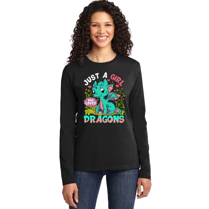 Just A Girl Who Loves Dragons Ladies Long Sleeve Shirt