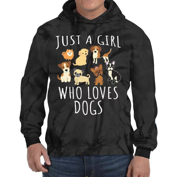 Just A Girl Who Loves Dogs Funny Puppy Tie Dye Hoodie