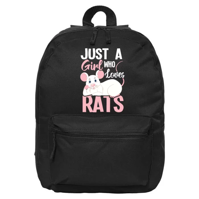 Just A Girl Who Loves Rats Rat Whisperer Rodent Lover 16 in Basic Backpack