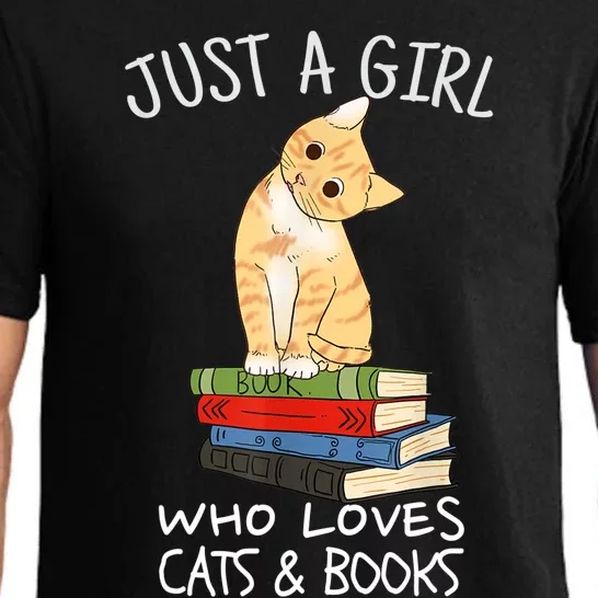 Just A Girl Who Loves Books And Cats Funny Reading TShirt Pajama Set