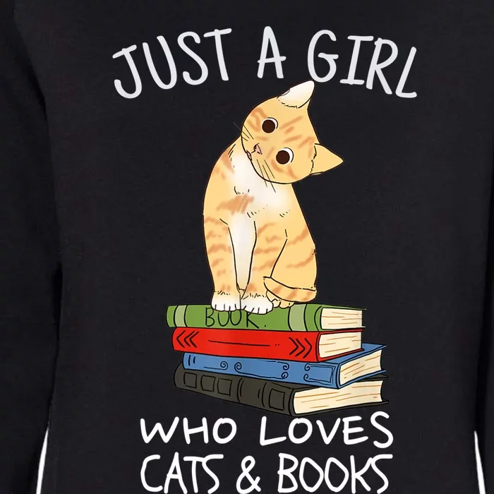 Just A Girl Who Loves Books And Cats Funny Reading TShirt Womens California Wash Sweatshirt