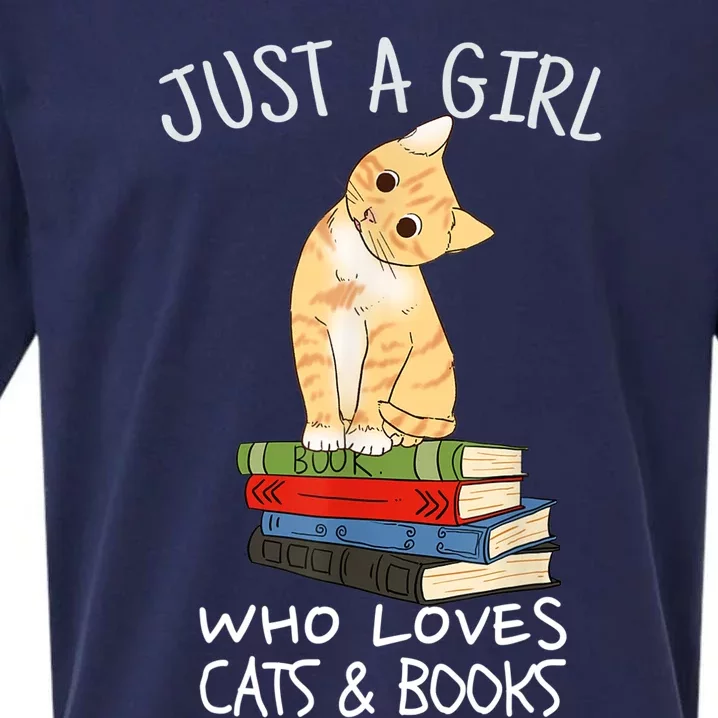 Just A Girl Who Loves Books And Cats Funny Reading TShirt Sueded Cloud Jersey T-Shirt