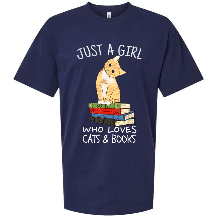 Just A Girl Who Loves Books And Cats Funny Reading TShirt Sueded Cloud Jersey T-Shirt