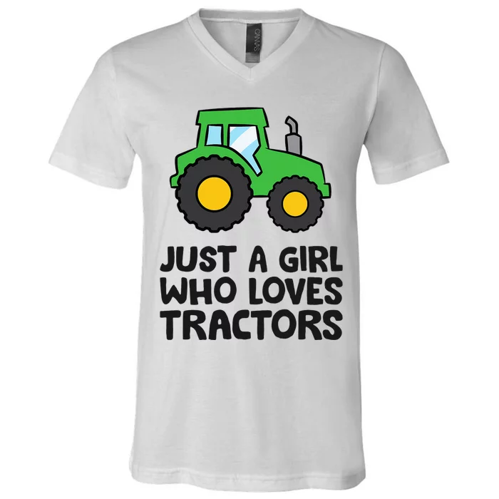 Just A Girl Who Loves Tractors V-Neck T-Shirt