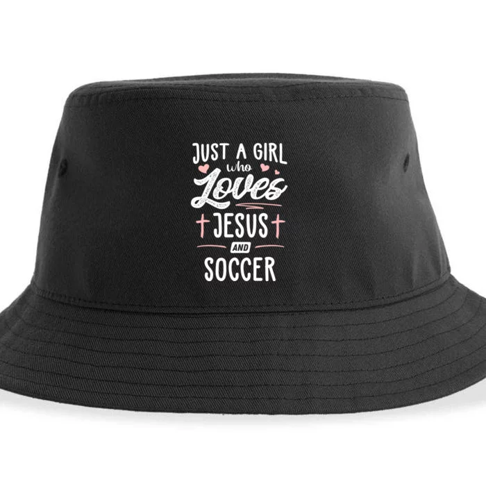 Just A Girl Who Loves Jesus And Soccer Cute Gift Sustainable Bucket Hat