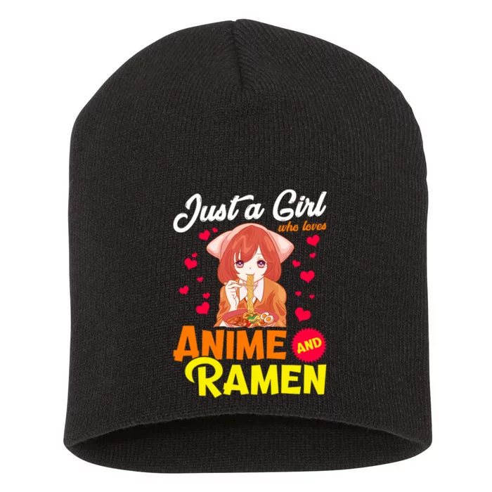 Just A Girl Who Loves Anime And Ramen Short Acrylic Beanie