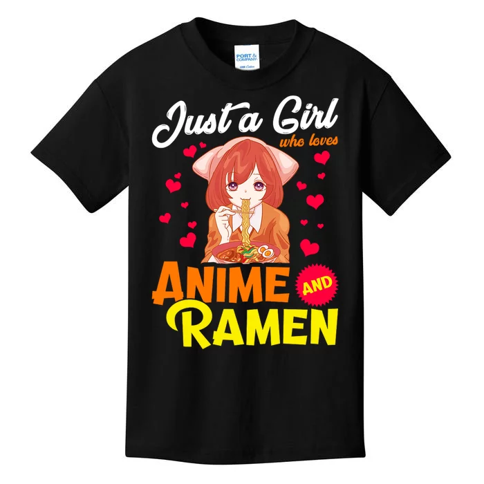 Just A Girl Who Loves Anime And Ramen Kids T-Shirt