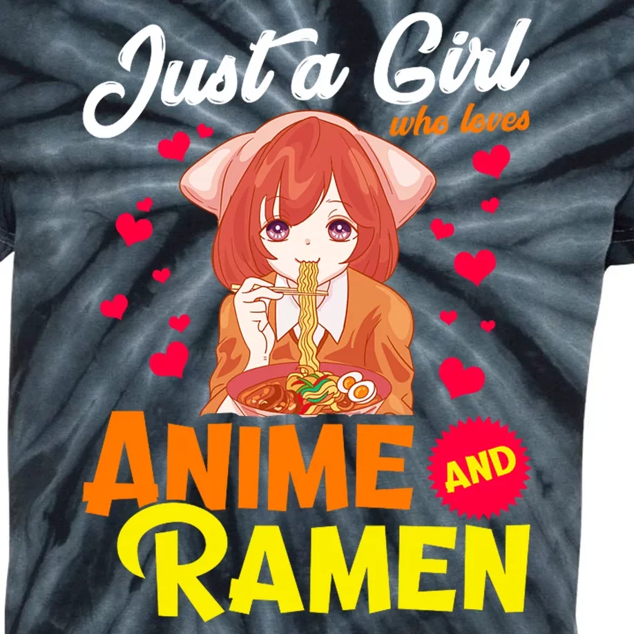 Just A Girl Who Loves Anime And Ramen Kids Tie-Dye T-Shirt