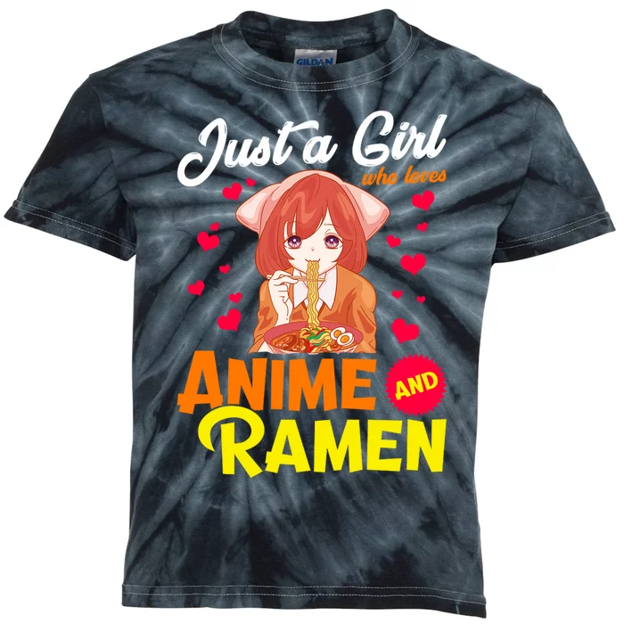 Just A Girl Who Loves Anime And Ramen Kids Tie-Dye T-Shirt