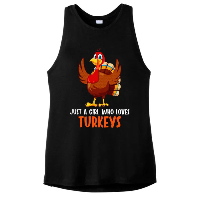 Just a girl who loves Turkeys Turkey Ladies Tri-Blend Wicking Tank