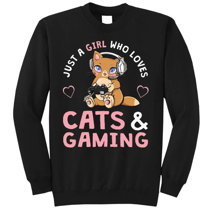 Just A Girl Who Loves Cats And Gaming Cute Gamer Cat Sweatshirt