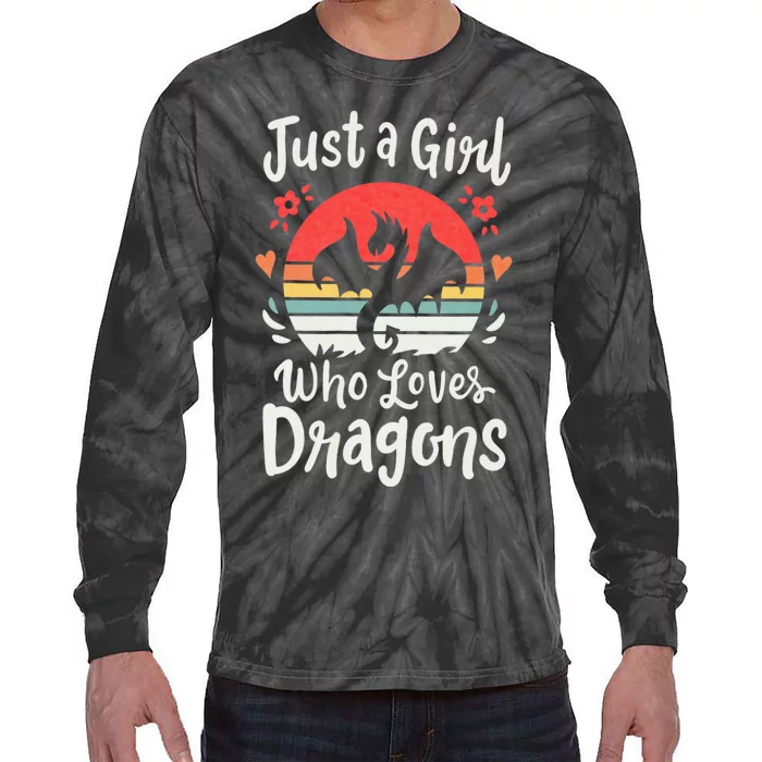 Just A Girl Who Loves Dragons Tie-Dye Long Sleeve Shirt