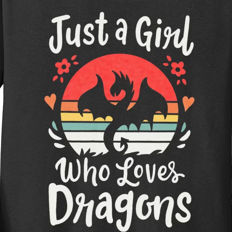 Just A Girl Who Loves Dragons Kids Long Sleeve Shirt