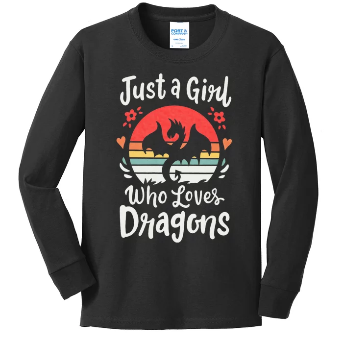 Just A Girl Who Loves Dragons Kids Long Sleeve Shirt