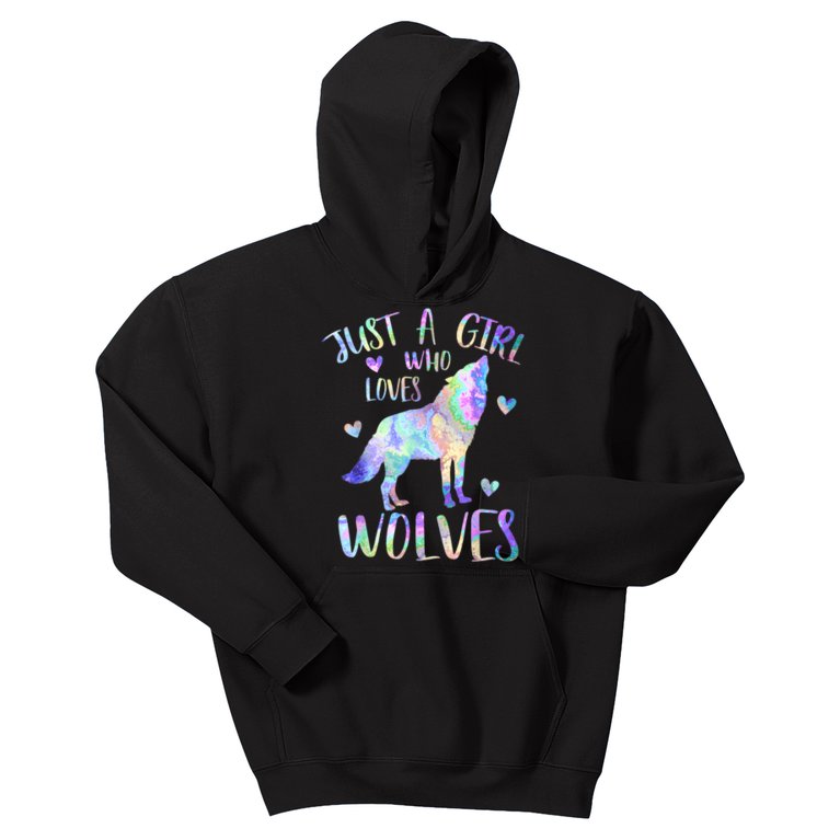 Just A Girl Who Loves Wolves Cute Wolf Lover Teen Girls Kids Hoodie