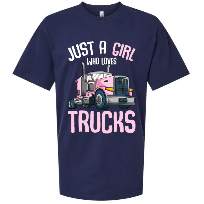 Just A Girl Who Loves Trucks Semi Truck Trucker Girl Sueded Cloud Jersey T-Shirt