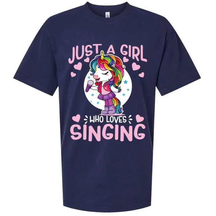 Just A Girl Who Loves Singing Funny Karaoke Singer Unicorn Sueded Cloud Jersey T-Shirt