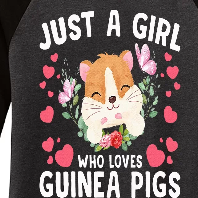 Just A Girl Who Loves Guinea Pigs Cute Guinea Pig Women's Tri-Blend 3/4-Sleeve Raglan Shirt