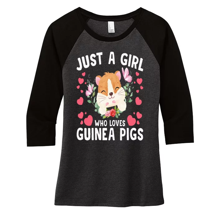 Just A Girl Who Loves Guinea Pigs Cute Guinea Pig Women's Tri-Blend 3/4-Sleeve Raglan Shirt