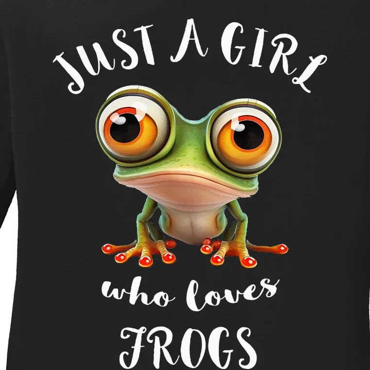 Just A Girl Who Love Rainforest Amphibian Red Eyed Tree Frog Ladies Long Sleeve Shirt