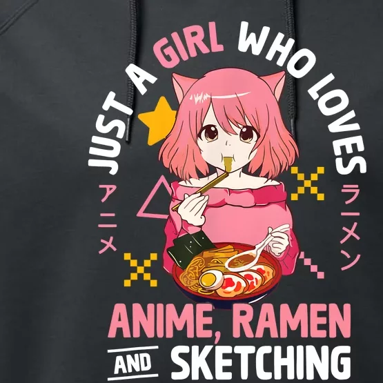 Just A Girl Who Loves Anime Ramen And Sketching Girl Teens Performance Fleece Hoodie