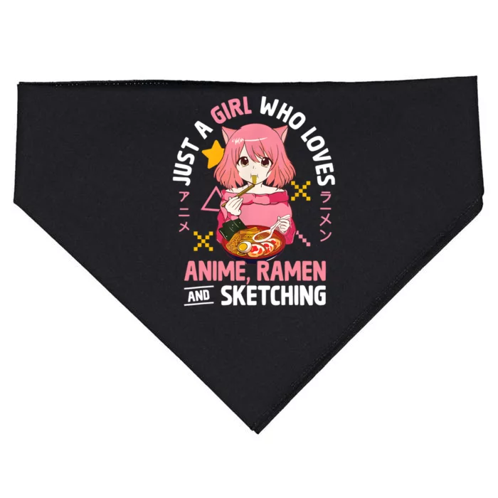 Just A Girl Who Loves Anime Ramen And Sketching Girl Teens USA-Made Doggie Bandana