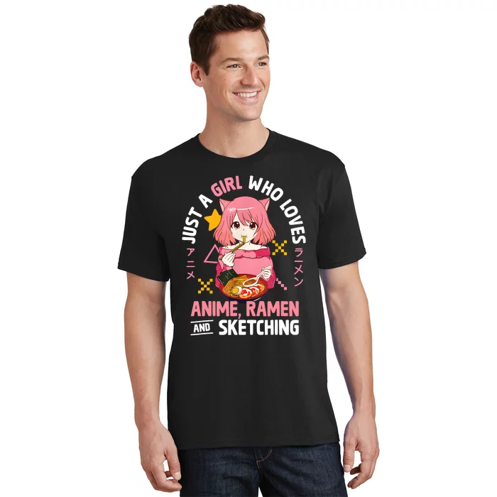 Just A Girl Who Loves Anime Ramen And Sketching Girl Teens T-Shirt