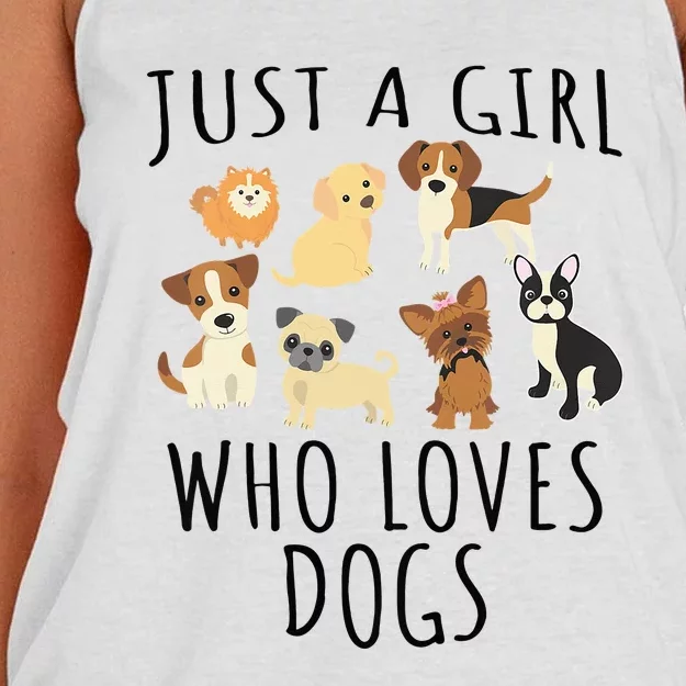 Just A Girl Who Loves Dogs Funny Puppy Women's Knotted Racerback Tank