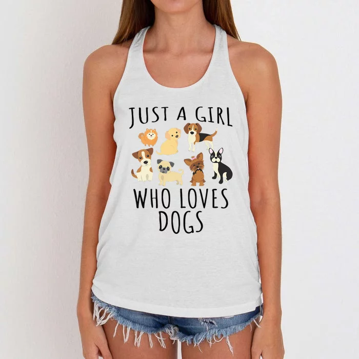 Just A Girl Who Loves Dogs Funny Puppy Women's Knotted Racerback Tank