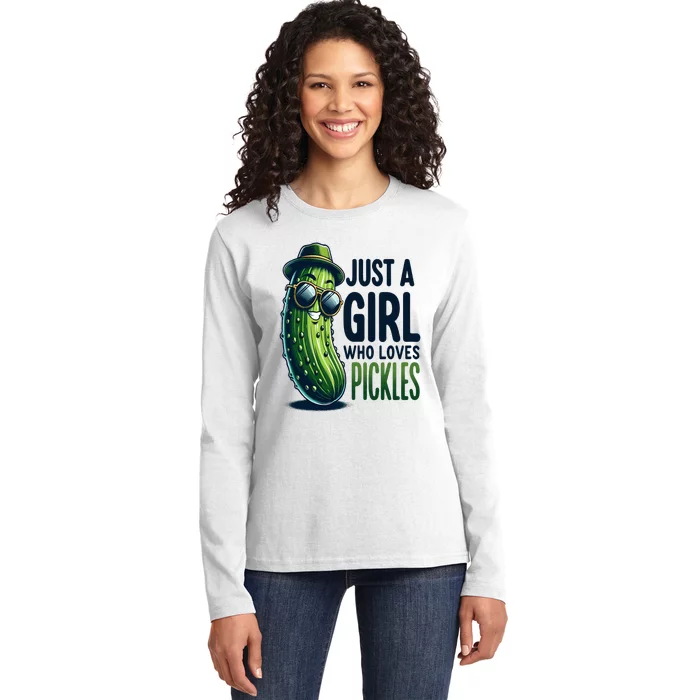 Just A Girl Who Loves Pickles Wo Girl Vegan Ladies Long Sleeve Shirt