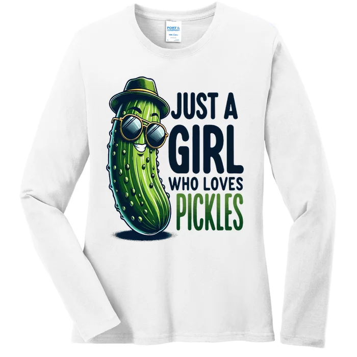 Just A Girl Who Loves Pickles Wo Girl Vegan Ladies Long Sleeve Shirt