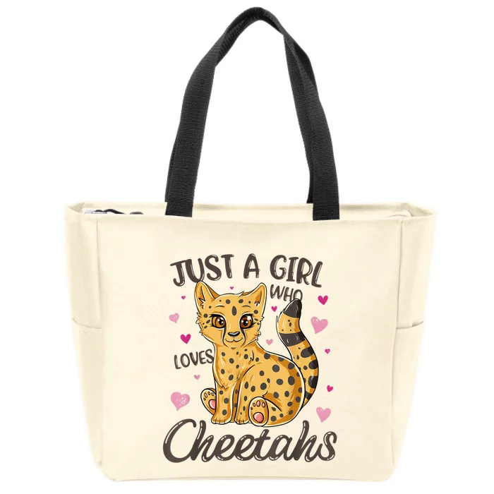 Just A Girl Who Loves Cheetahs Women Cheetah Cat Lover Gift TShirt Zip Tote Bag