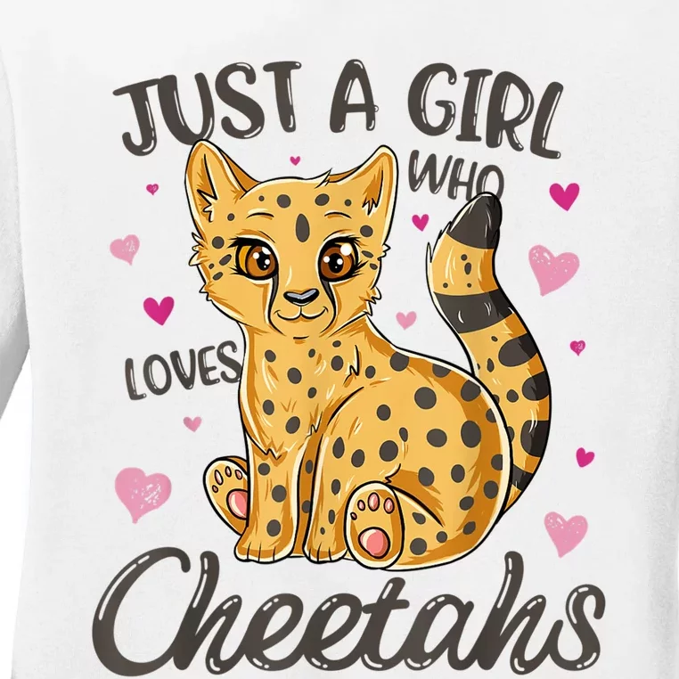 Just A Girl Who Loves Cheetahs Women Cheetah Cat Lover Gift TShirt Ladies Long Sleeve Shirt