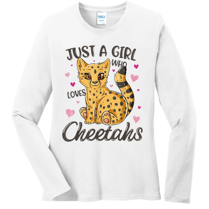 Just A Girl Who Loves Cheetahs Women Cheetah Cat Lover Gift TShirt Ladies Long Sleeve Shirt