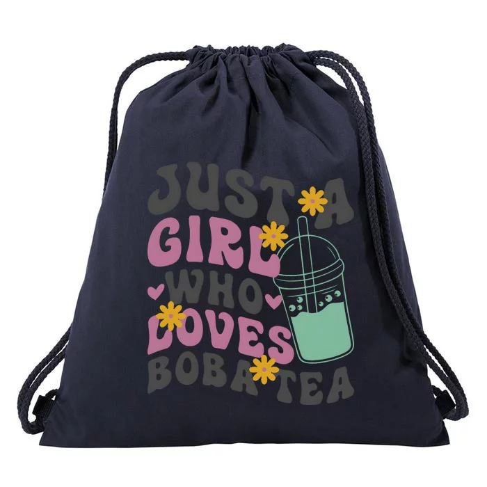 Just A Girl Who Loves Boba Tea Cute Drawstring Bag