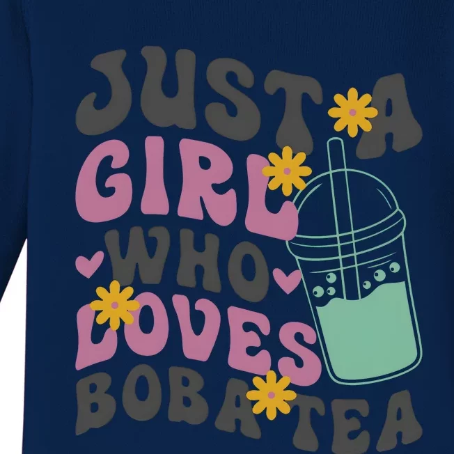 Just A Girl Who Loves Boba Tea Cute Baby Long Sleeve Bodysuit