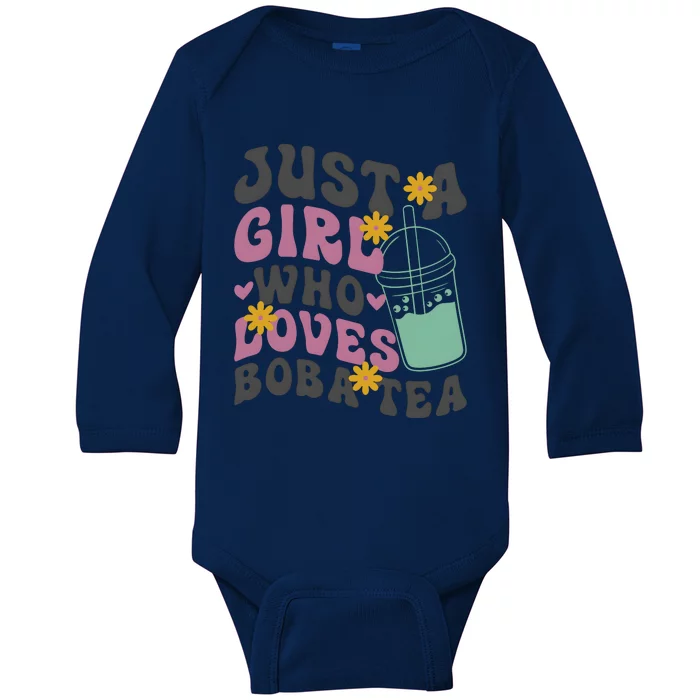 Just A Girl Who Loves Boba Tea Cute Baby Long Sleeve Bodysuit