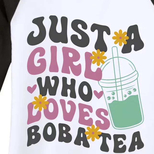 Just A Girl Who Loves Boba Tea Cute Women's Tri-Blend 3/4-Sleeve Raglan Shirt