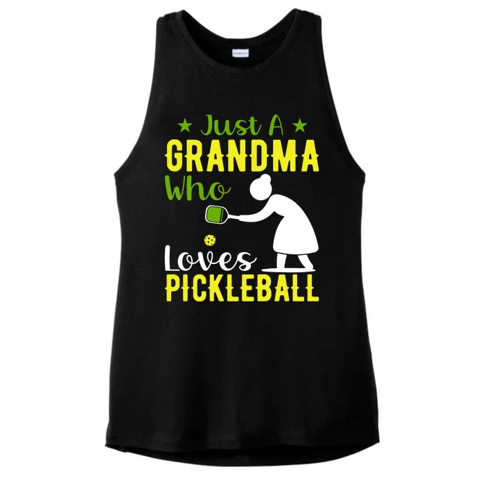 Just A Grandma Who Loves Pickleball Paddle Gift Ladies Tri-Blend Wicking Tank