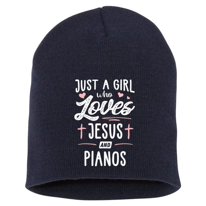 Just A Girl Who Loves Jesus And Pianos Girls Women Short Acrylic Beanie