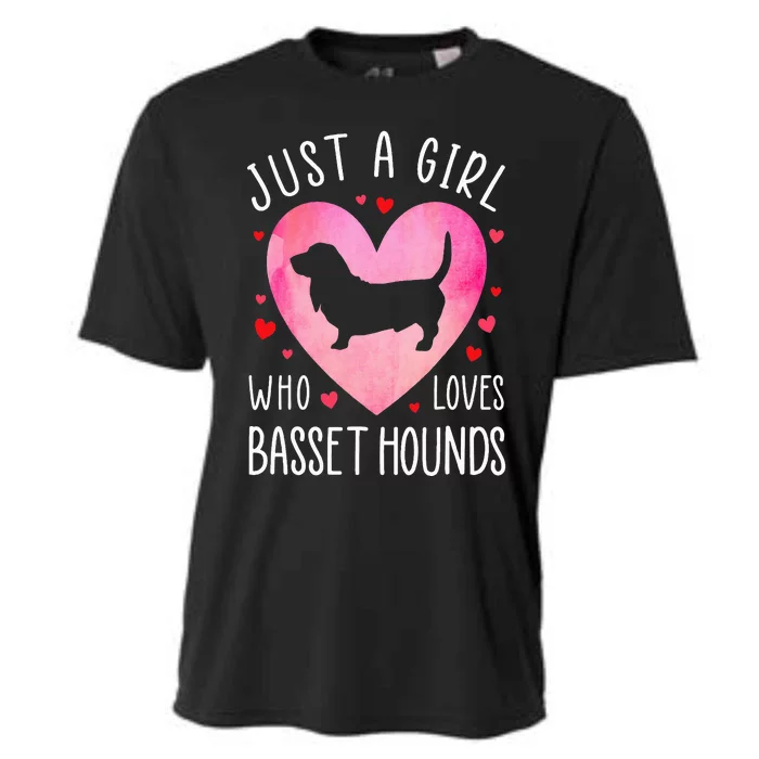 Just a Girl Who Loves Basset Hounds Dog Mama Pet Lover Cooling Performance Crew T-Shirt