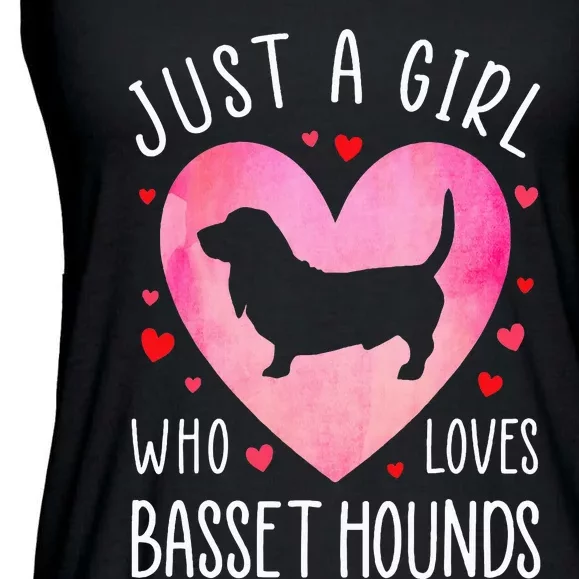 Just a Girl Who Loves Basset Hounds Dog Mama Pet Lover Ladies Essential Flowy Tank