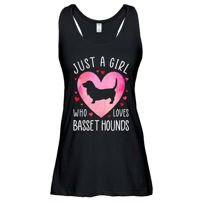 Just a Girl Who Loves Basset Hounds Dog Mama Pet Lover Ladies Essential Flowy Tank