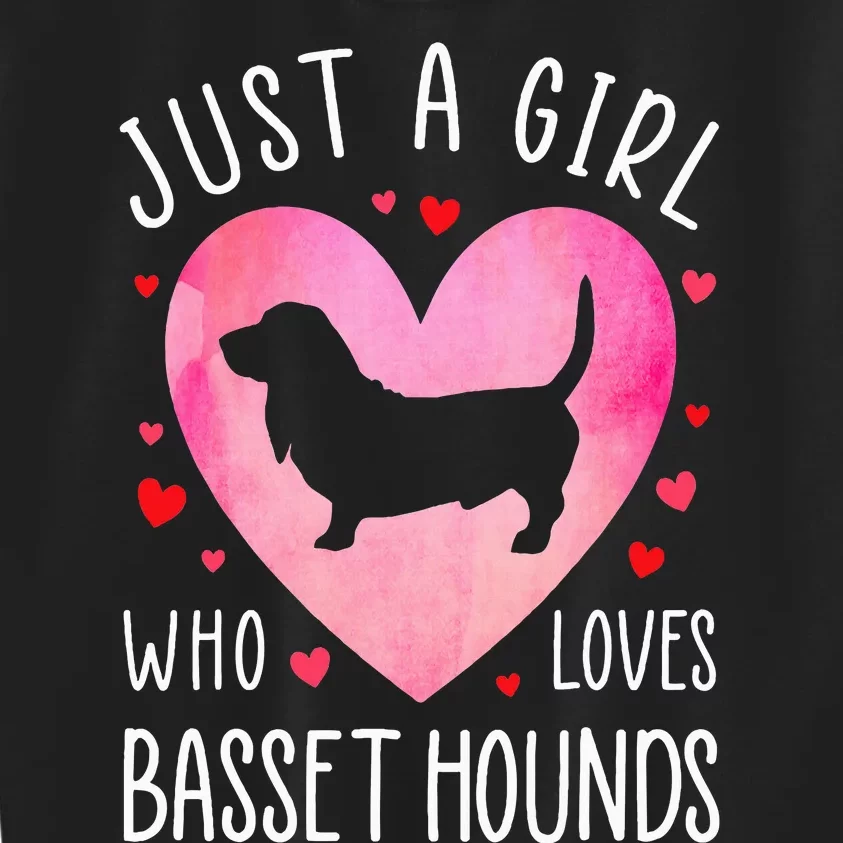 Just a Girl Who Loves Basset Hounds Dog Mama Pet Lover Kids Sweatshirt