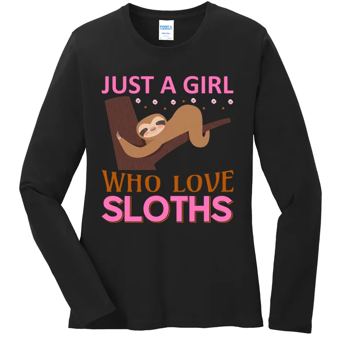 Just A Girl Who Loves Sloths Ladies Long Sleeve Shirt