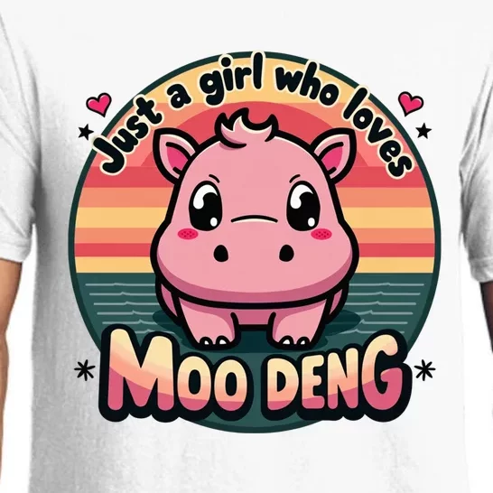 Just A Girl Who Loves Moo Deng Cute Baby Hippo Moo Deng Cute Pajama Set