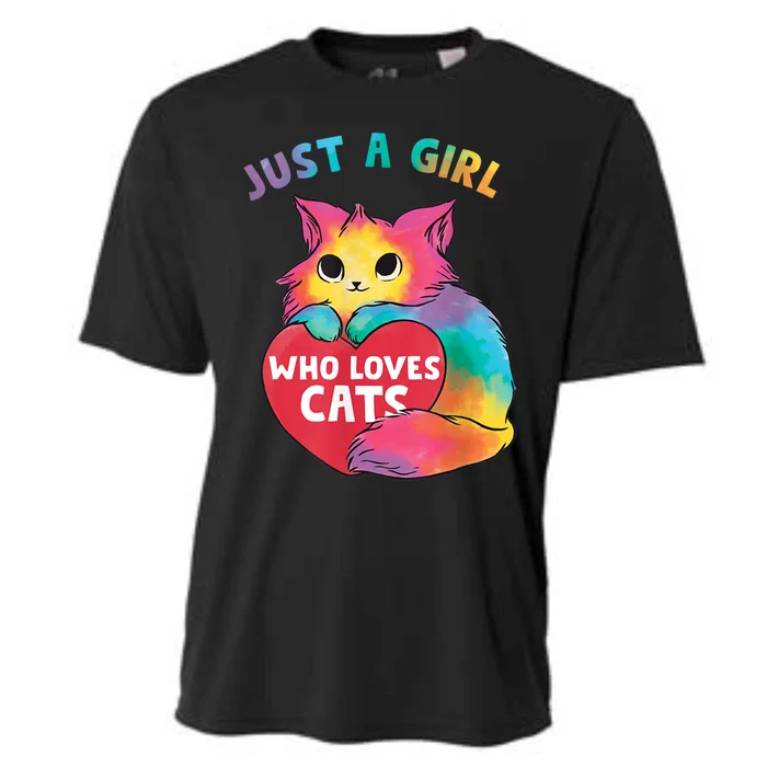 Just A Girl Who Loves Cats Cute Cat Lover Girl Cooling Performance Crew T-Shirt