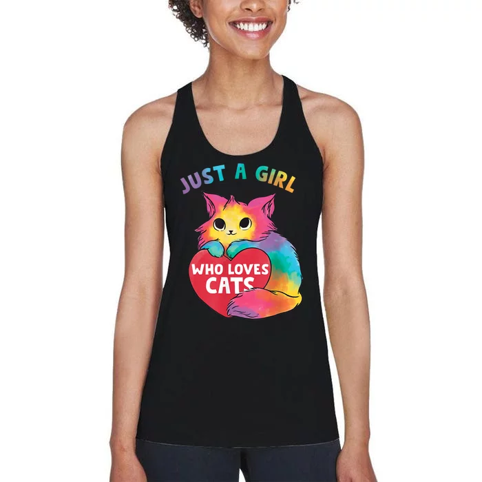 Just A Girl Who Loves Cats Cute Cat Lover Girl Women's Racerback Tank